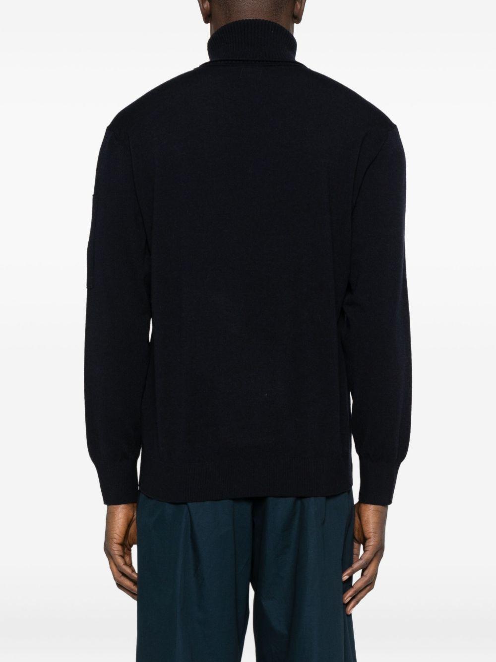 Extrafine Merino Wool Turtleneck Sweater 19CMKN035A005528A 888 TOTAL ECLIPSE CP COMPANY