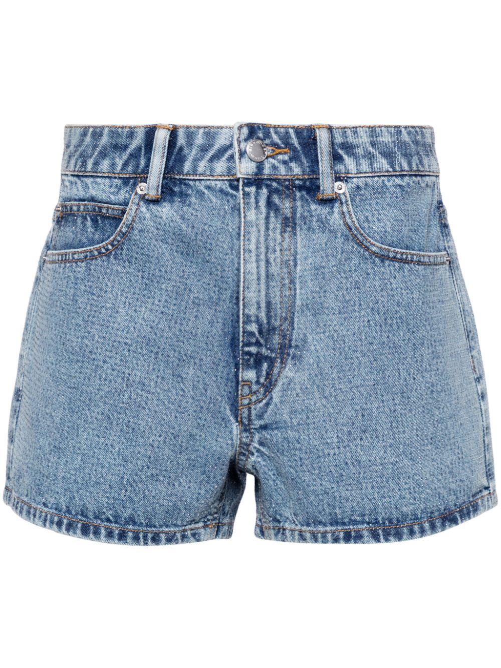 Shorts a vita alta in denim con termoapplicazione trasparente 1WC2244306 486 VINTAGE LIGHT INDIGO ALEXANDER WANG