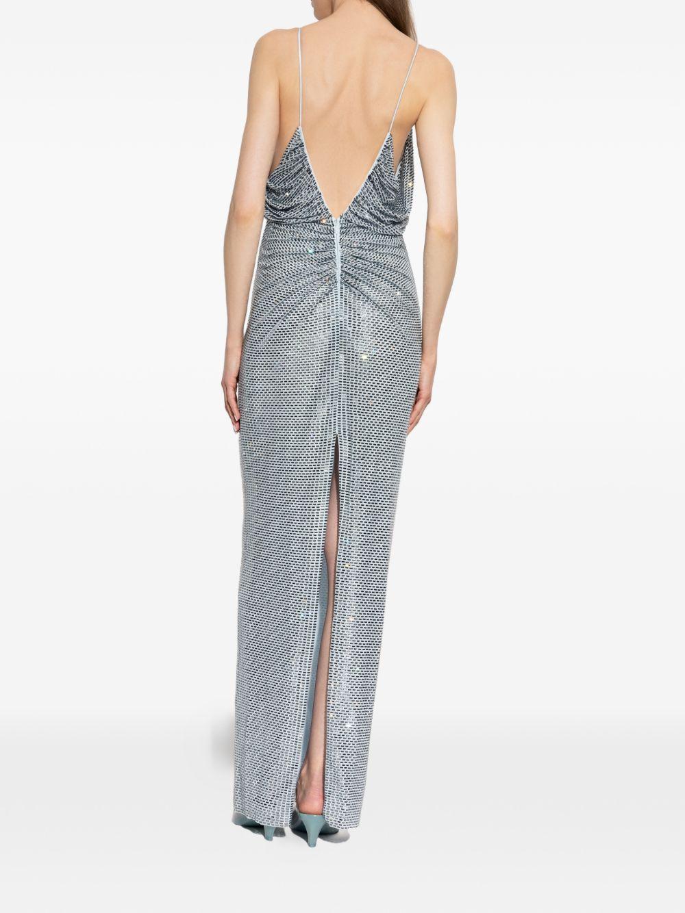 Maxi Abito In Mesh Con Cristalli SS26161XABL BLUE SELF-PORTRAIT