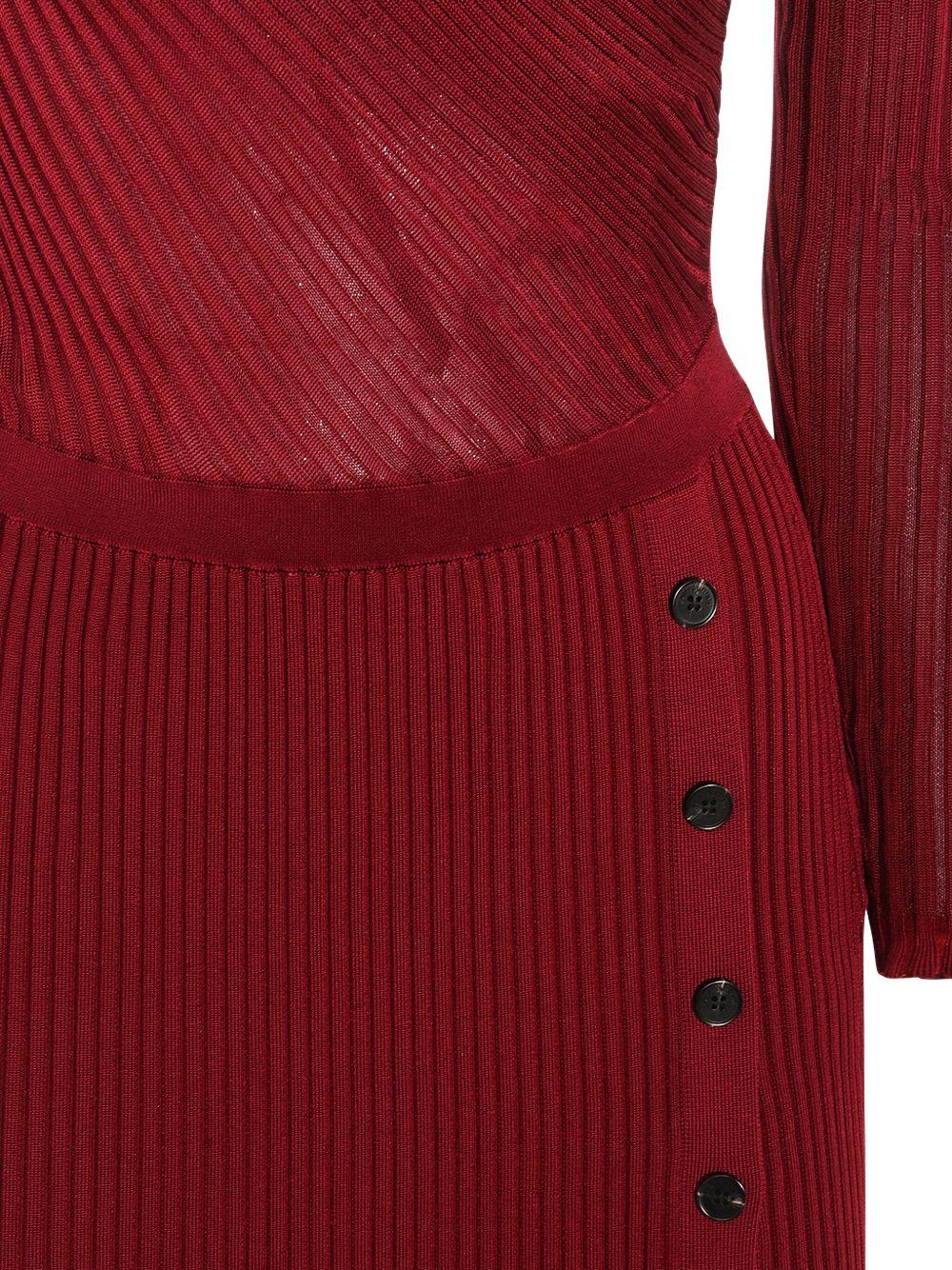 Abito midi in maglia a coste bordeaux con dettagli cut-out<BR/> PF25080MBU BURGUNDY SELF-PORTRAIT