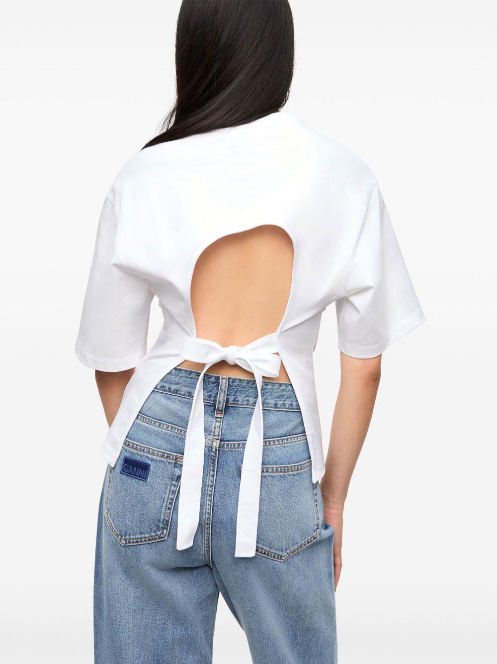 White Cotton Tie Back T-shirt T4149 151 BRIGHT WHITE GANNI