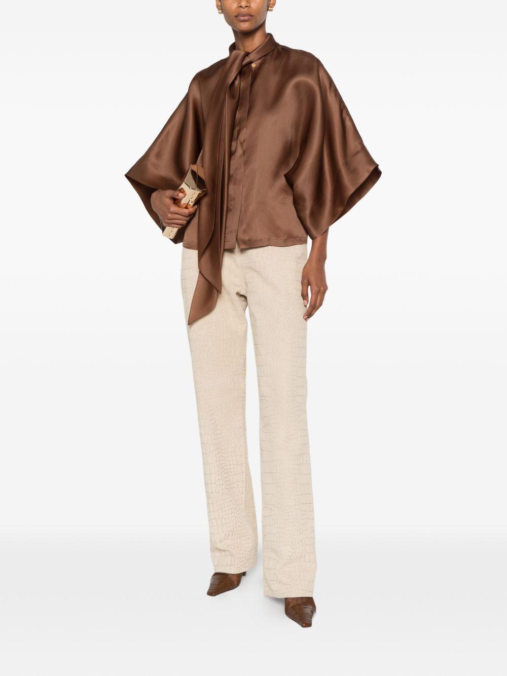 Camicia con lavallière A02060119 0096 MARRONE ALBERTA FERRETTI