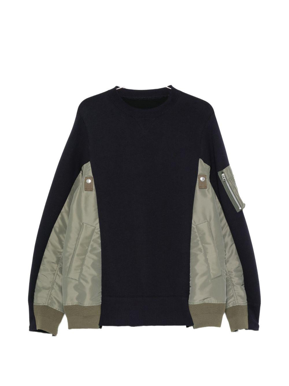 Felpa girocollo SCM326 212 NAVY KHAKI SACAI