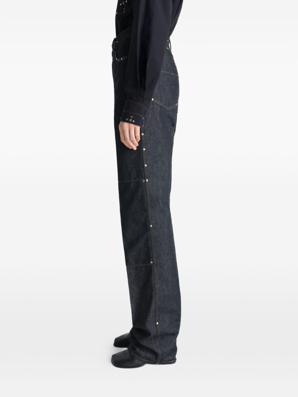 High Waisted Straight Pants with Studs PA1303LD1061 BK965 SLATE LEMAIRE