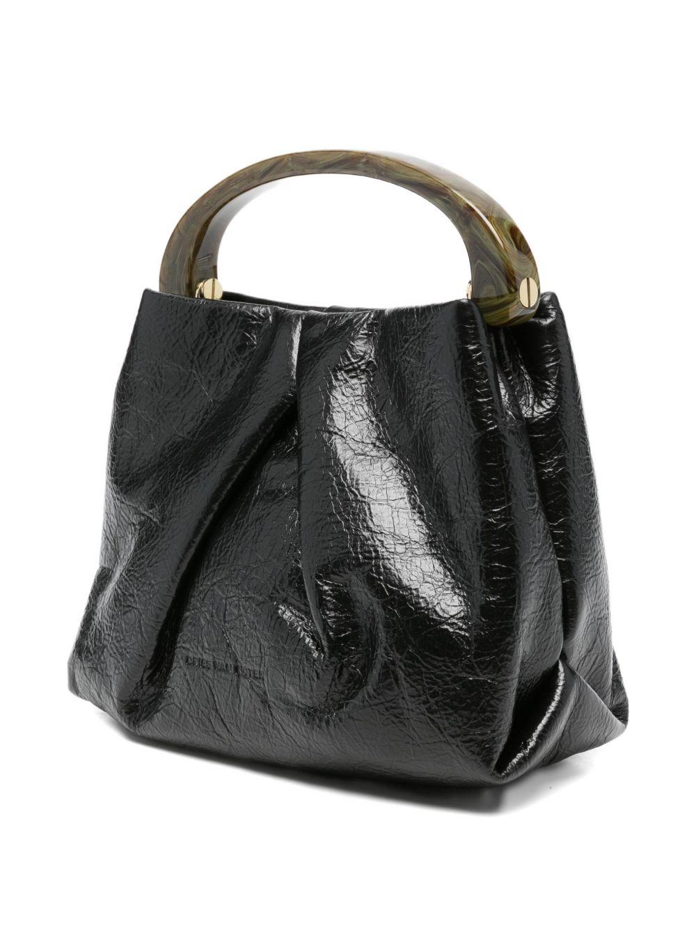 Small Pleated Leather Bag BW252CRISP709150 900 BLACK DRIES VAN NOTEN