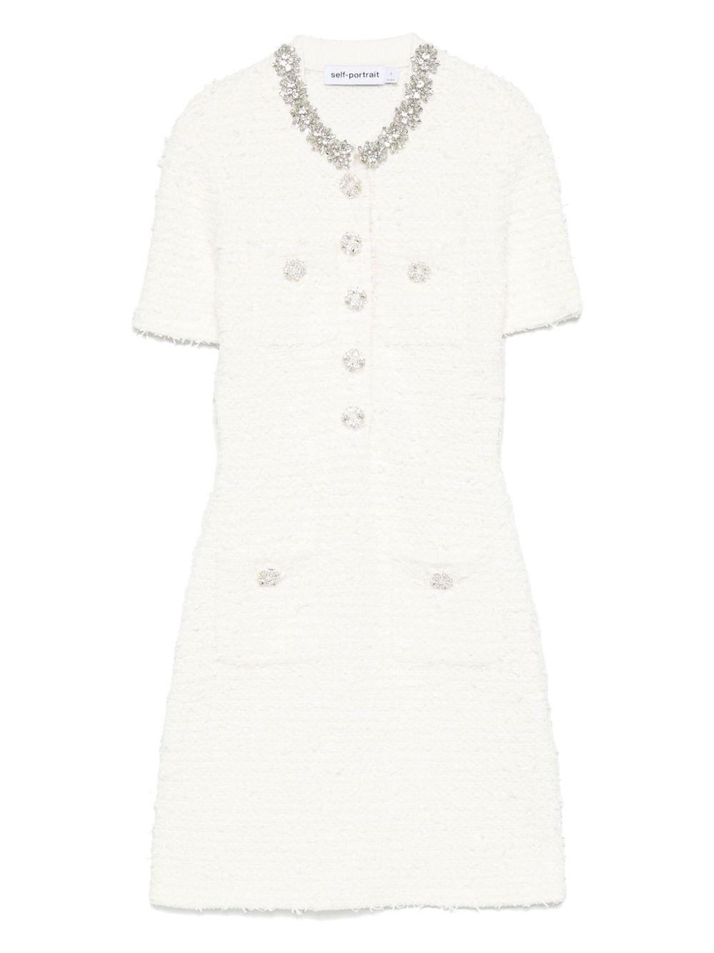 Cream Textured Knit Mini Dress AW25028SC CREAM SELF-PORTRAIT