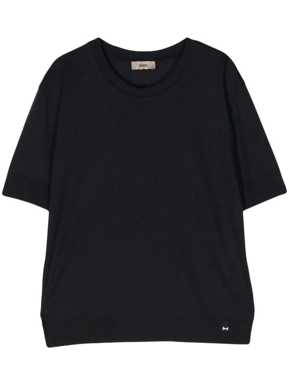 T-shirt in Glam Knit Effect JG000223D52056 9200 BLUE NAVY HERNO
