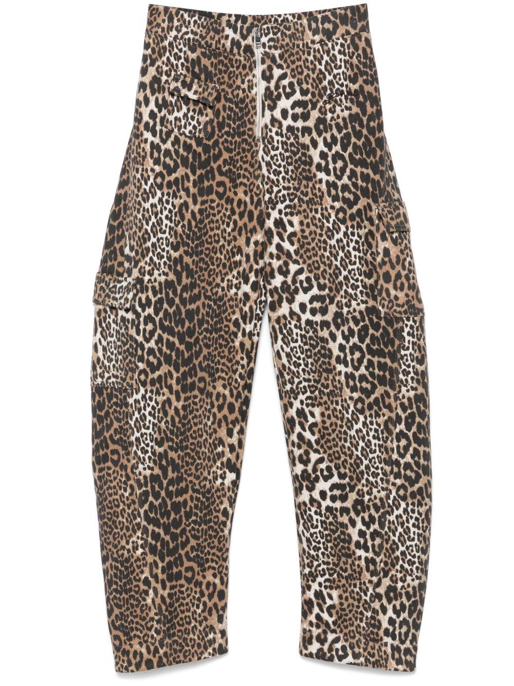Pantaloni con stampa T4209 943 LEOPARD GANNI