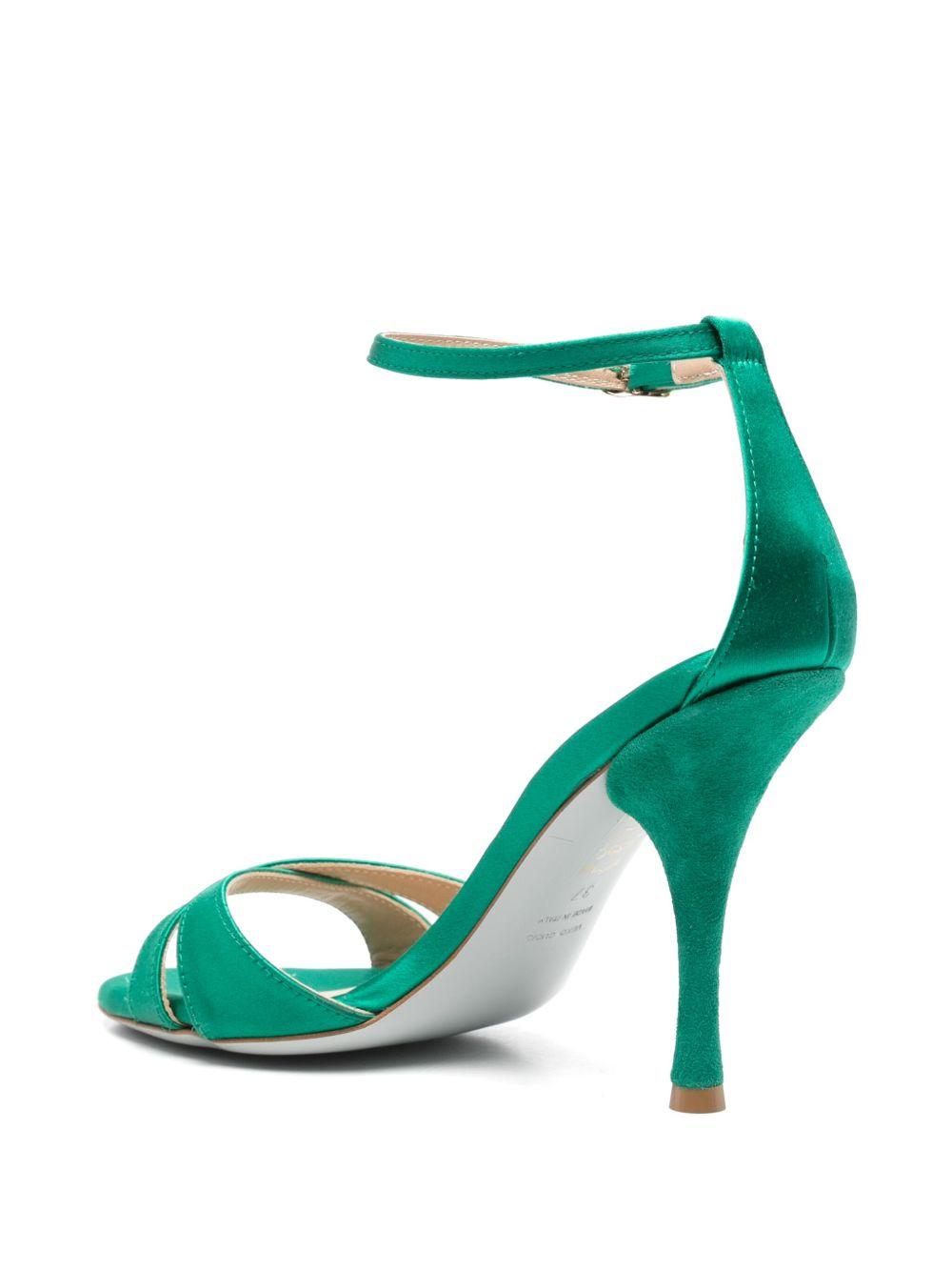 Sandali in pelle con tacco 100mm FALER RASO VERDE ROBERTO FESTA
