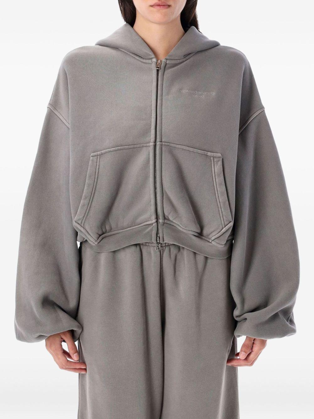 Felpa Oversize Corta con Cappuccio 1CC3251057 064A WASHED CEMENT ALEXANDER WANG