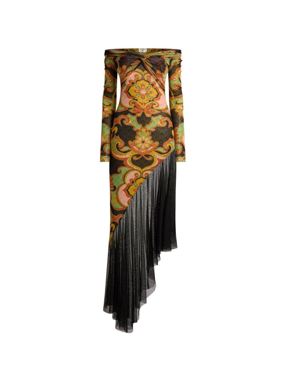 Abito midi asimmetrico in tulle con stampa floreale WRHA059699IAS67 X0812 ETRO