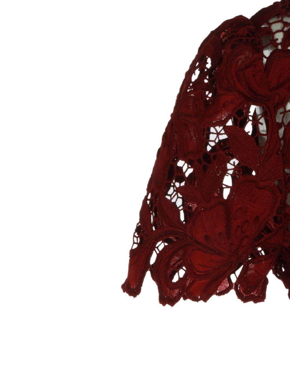 Mini abito in pizzo bordeaux PF26111SABU BURGUNDY SELF-PORTRAIT