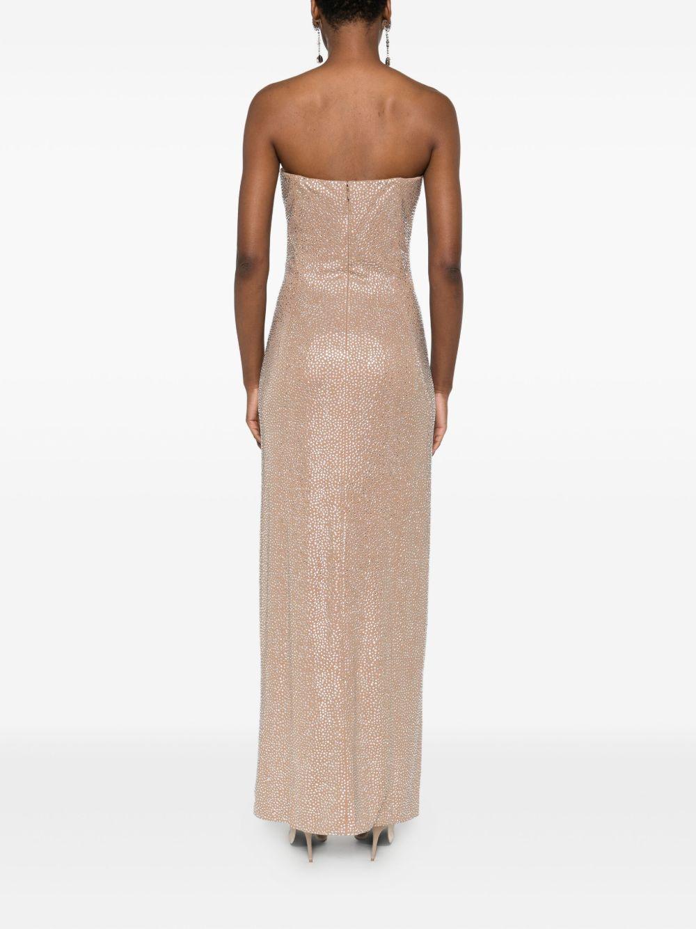 Abito lungo con decorazione cristallo 05FWDR511FC05428A 21 BEIGE GIUSEPPE DI MORABITO