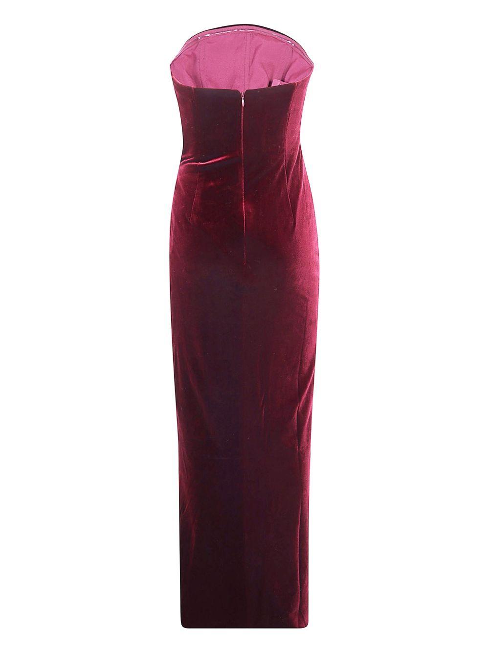 Burgundy Velvet Bandeau Maxi Dress AW25128XBU BURGUNDY SELF-PORTRAIT