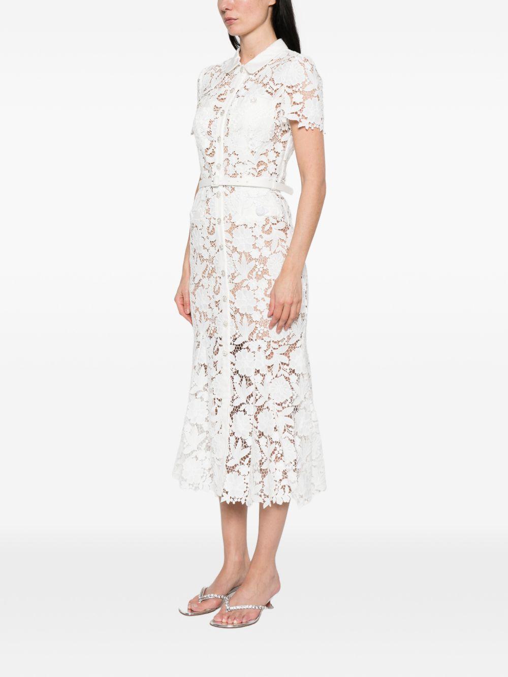 White Lace Collared Midi Dress SS26096MW WHITE SELF-PORTRAIT