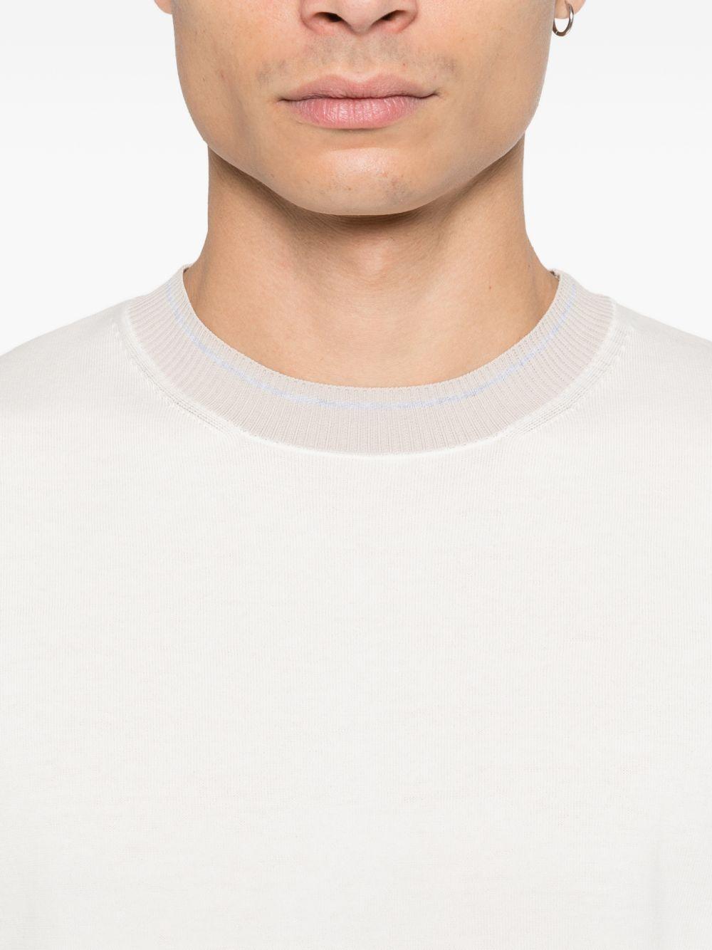 Maglia girocollo in cotone M76MAGM19MAG0M013 010213 BIANCO SABBIA GRIGIO ELEVENTY