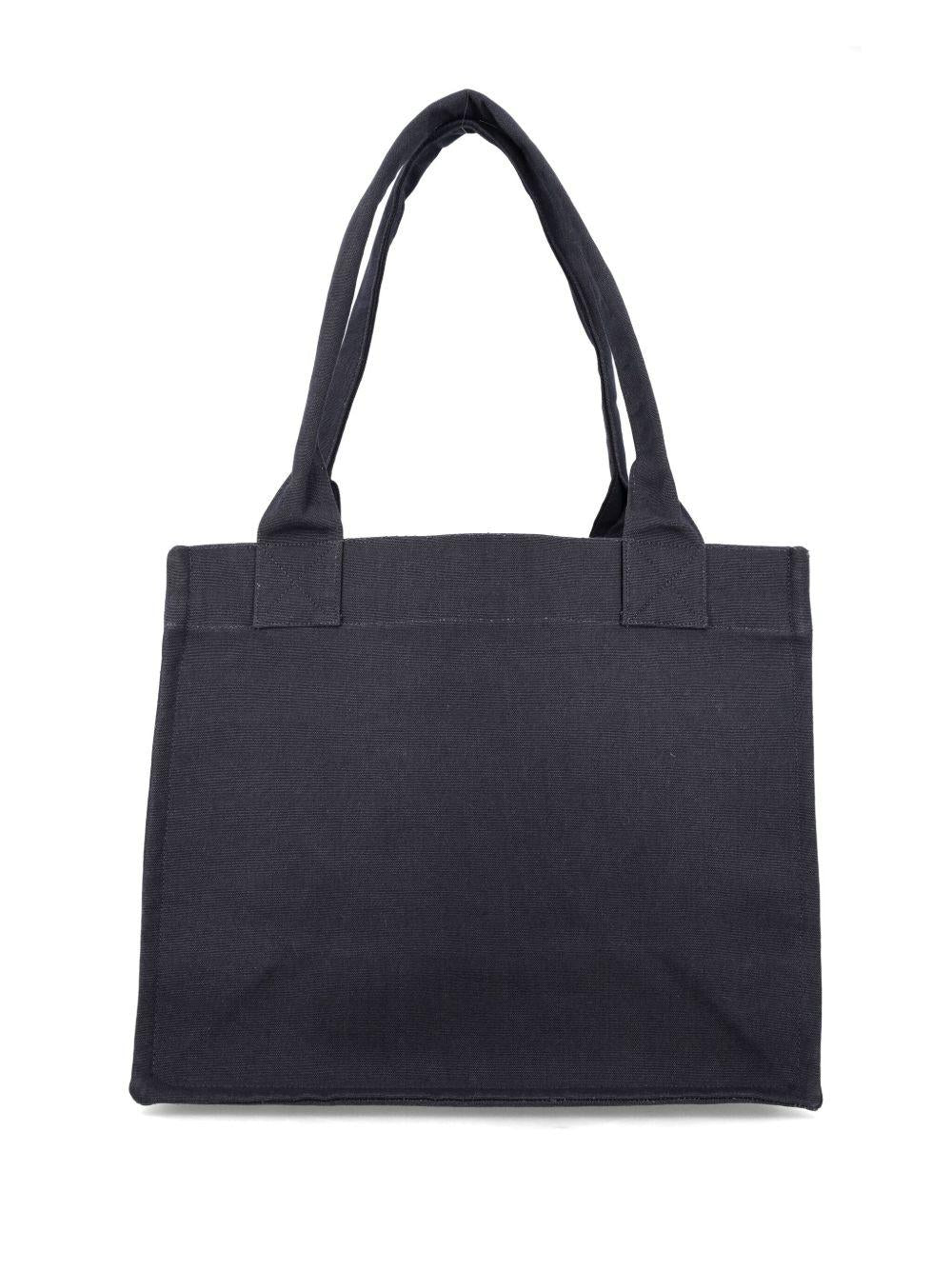 Black Contrasted Logo Large Canvas Tote A6647 252 PHANTOM GANNI