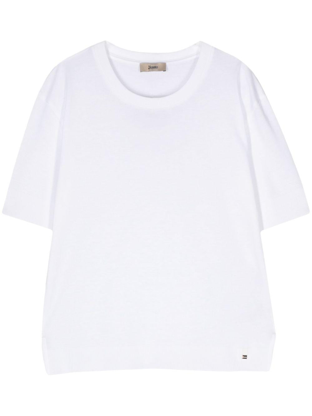 T-shirt in Glam Knit Effect JG000223D52056 1000 BIANCO HERNO