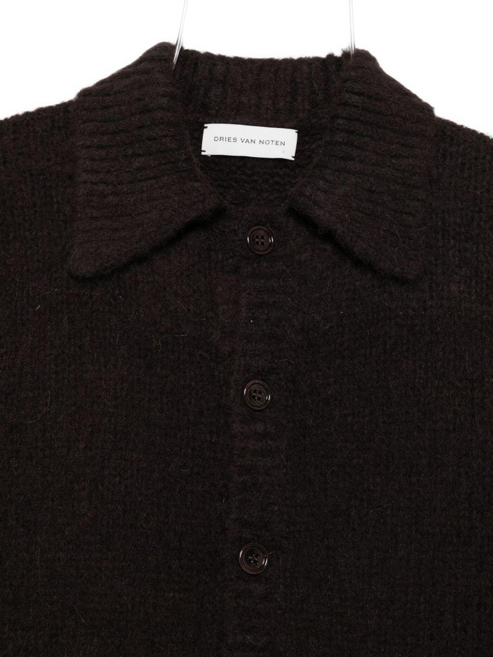 Cropped Alpaca Cardigan<BR/> MORA2709 704 DARK BROWN DRIES VAN NOTEN