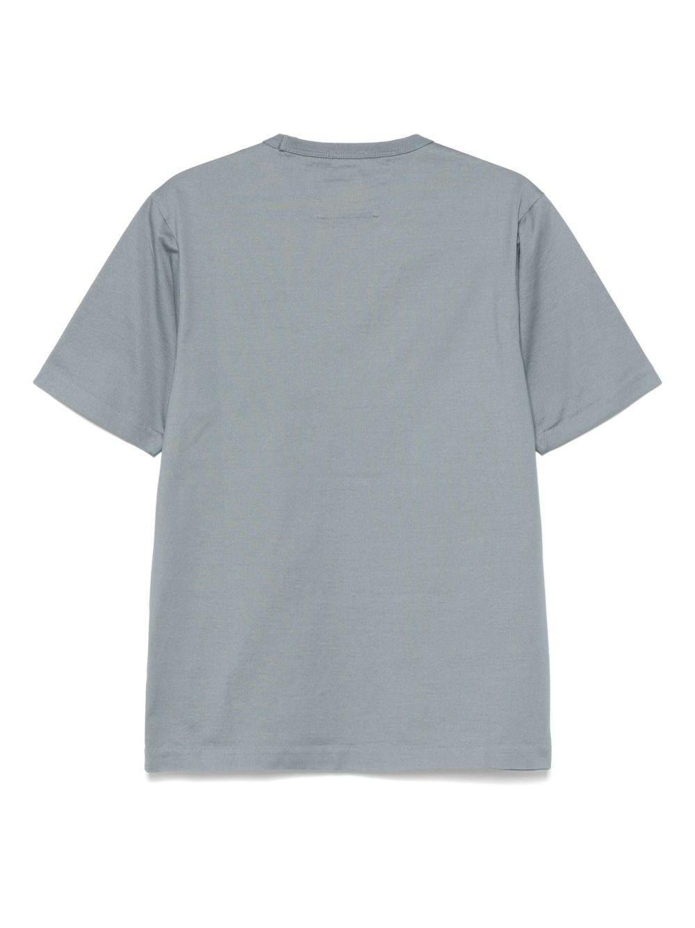 30/2 Mercerized Jersey Twisted Typographic Logo T-Shirt 18CMTS107A110301W 872 STORMY WEATHER CP COMPANY