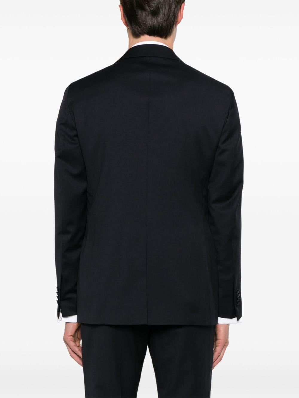 Abito monopetto con rifiniture in raso SFVK15ANKLISTG060001UPER003 B5013 TAGLIATORE