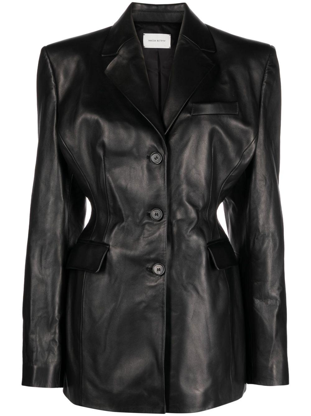 Leather hourglass blazer 101721 BLACK MAGDA BUTRYM