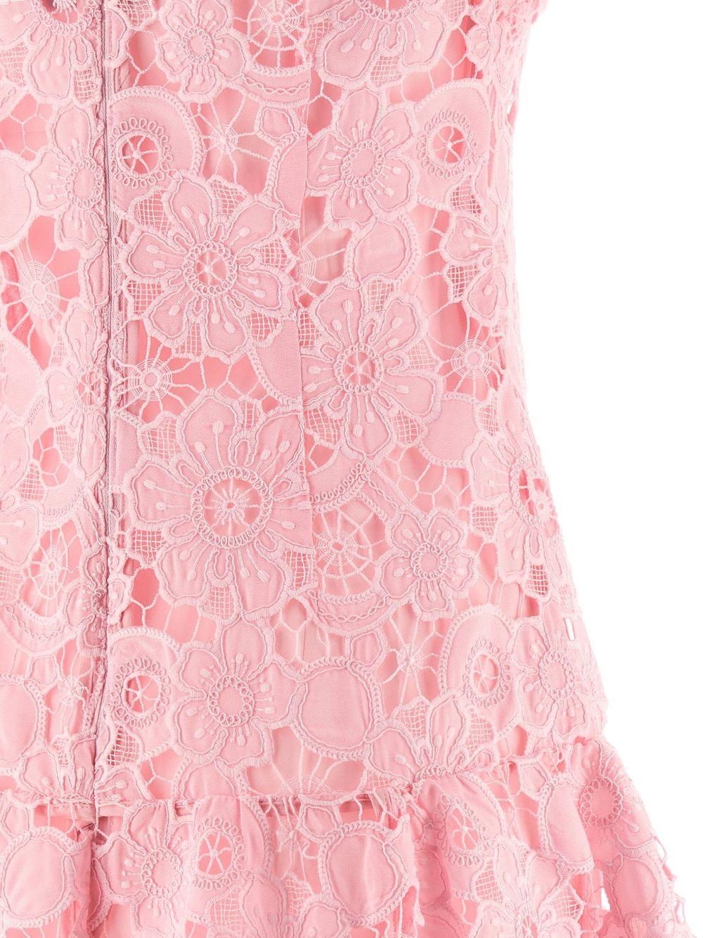 Pink Lace Collared Mini Dress SS26164SAP PINK SELF-PORTRAIT