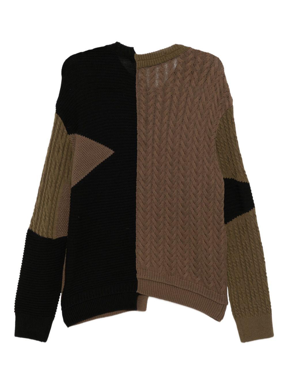 Patchwork Asymmetric Crewneck Sweater ATB1330M MULTI ANDERSSON BELL