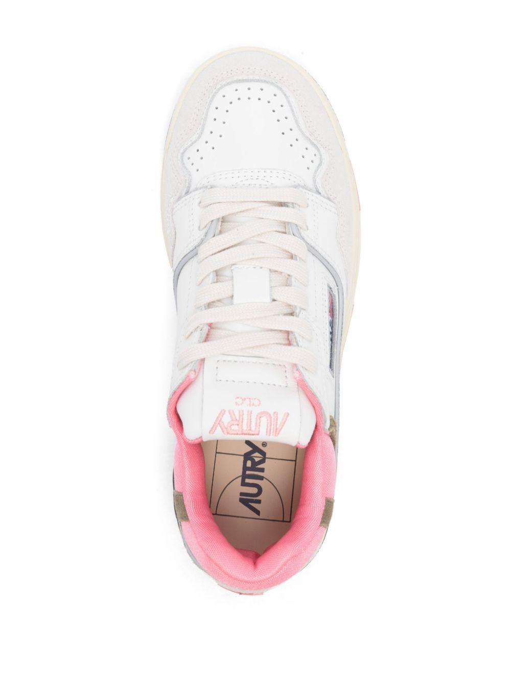 CLC Low Sneakers in Pelle e Suede Colore Bianco e Geranium ROLWMC03 WHITE GERANIUM AUTRY