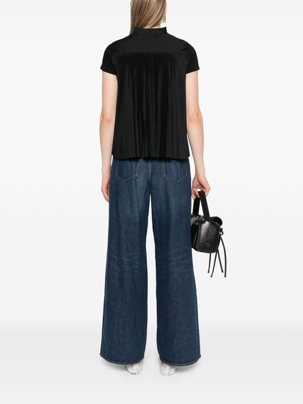 T-shirt in Jersey di Cotone e Raso di Poliestere SCW238 002 BLACK BLACK SACAI