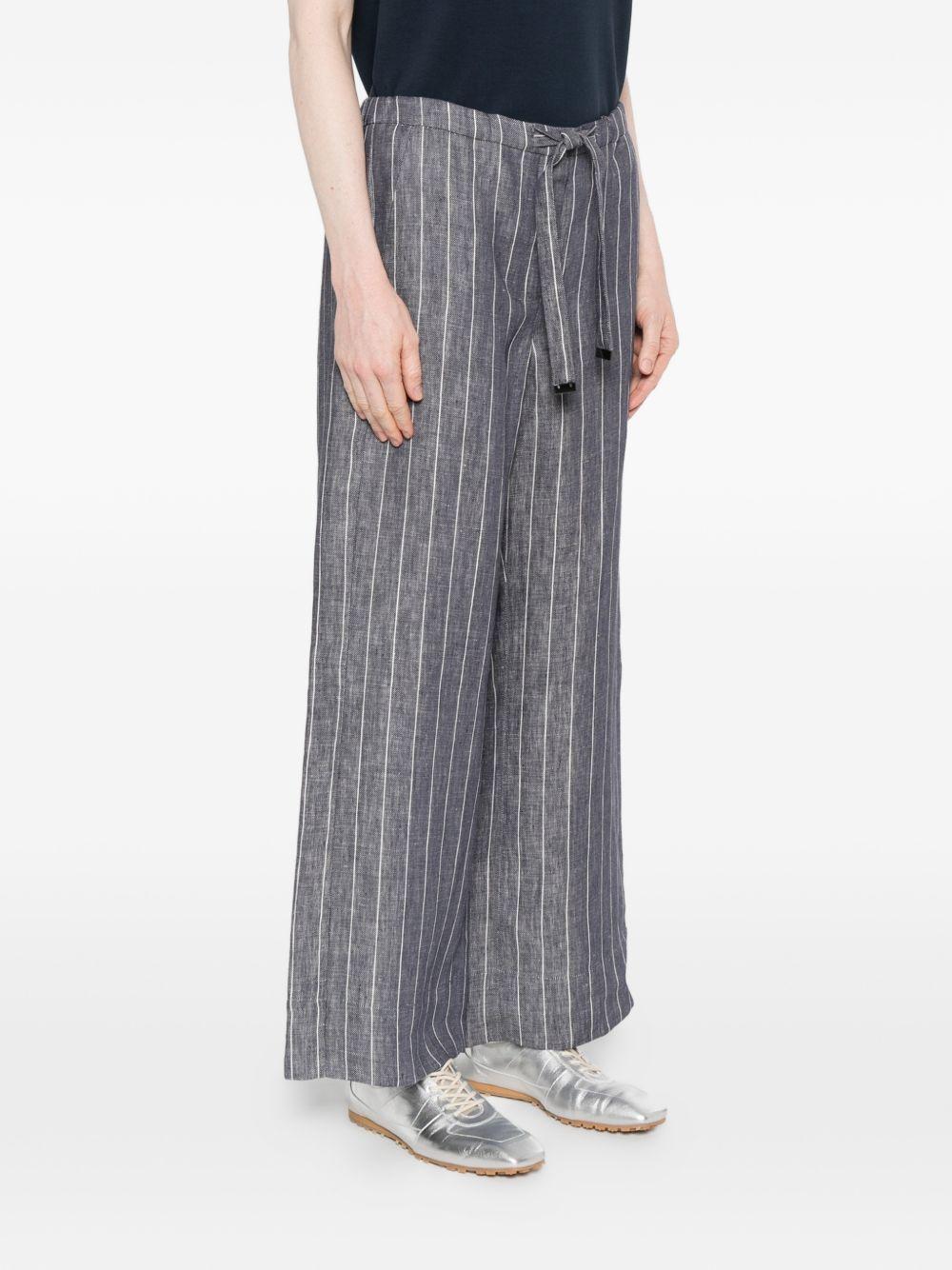 Pantalone in lino gessato effetto denim blu marino SMMCRESTA 001 DARK BLUE S MAX MARA