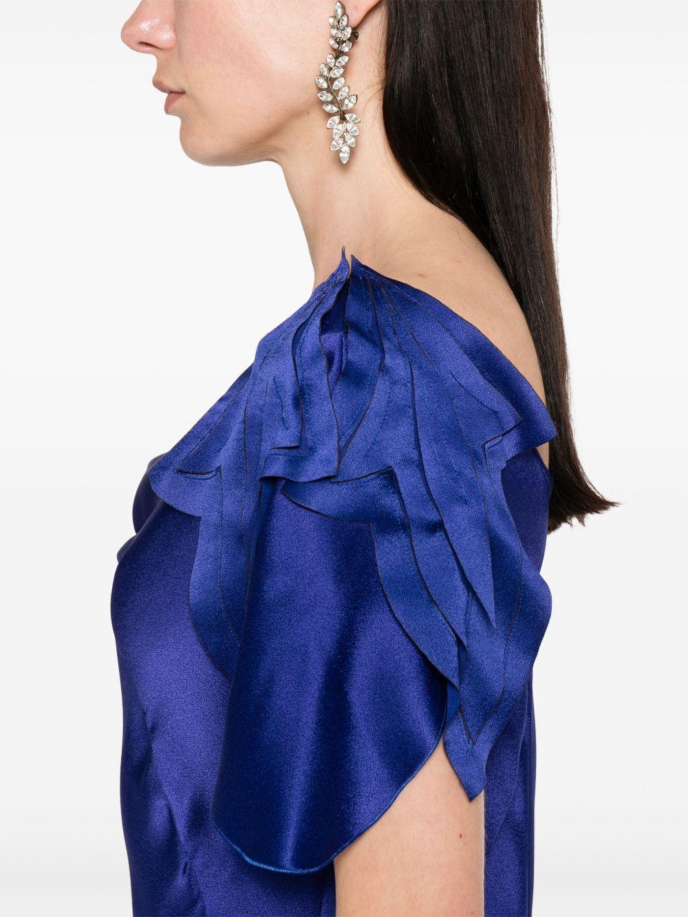 Abito lungo in satin con maniche laserate A0469119 280 ALBERTA FERRETTI