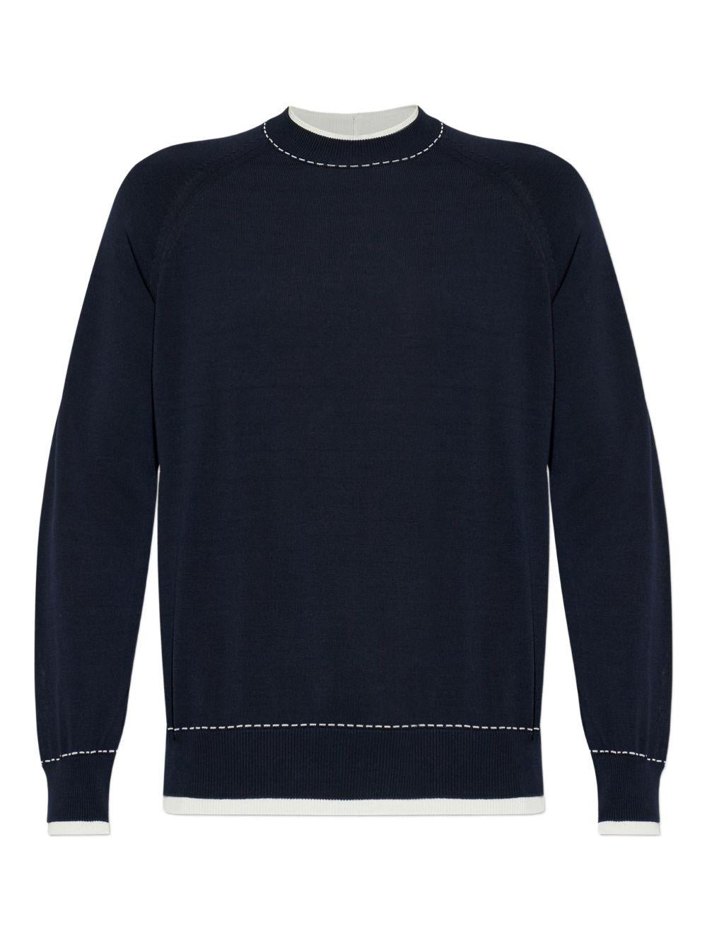 Maglia girocollo in fresco cotone M76MAGM28MAG0M015 1101 BLUE BIANCO ELEVENTY