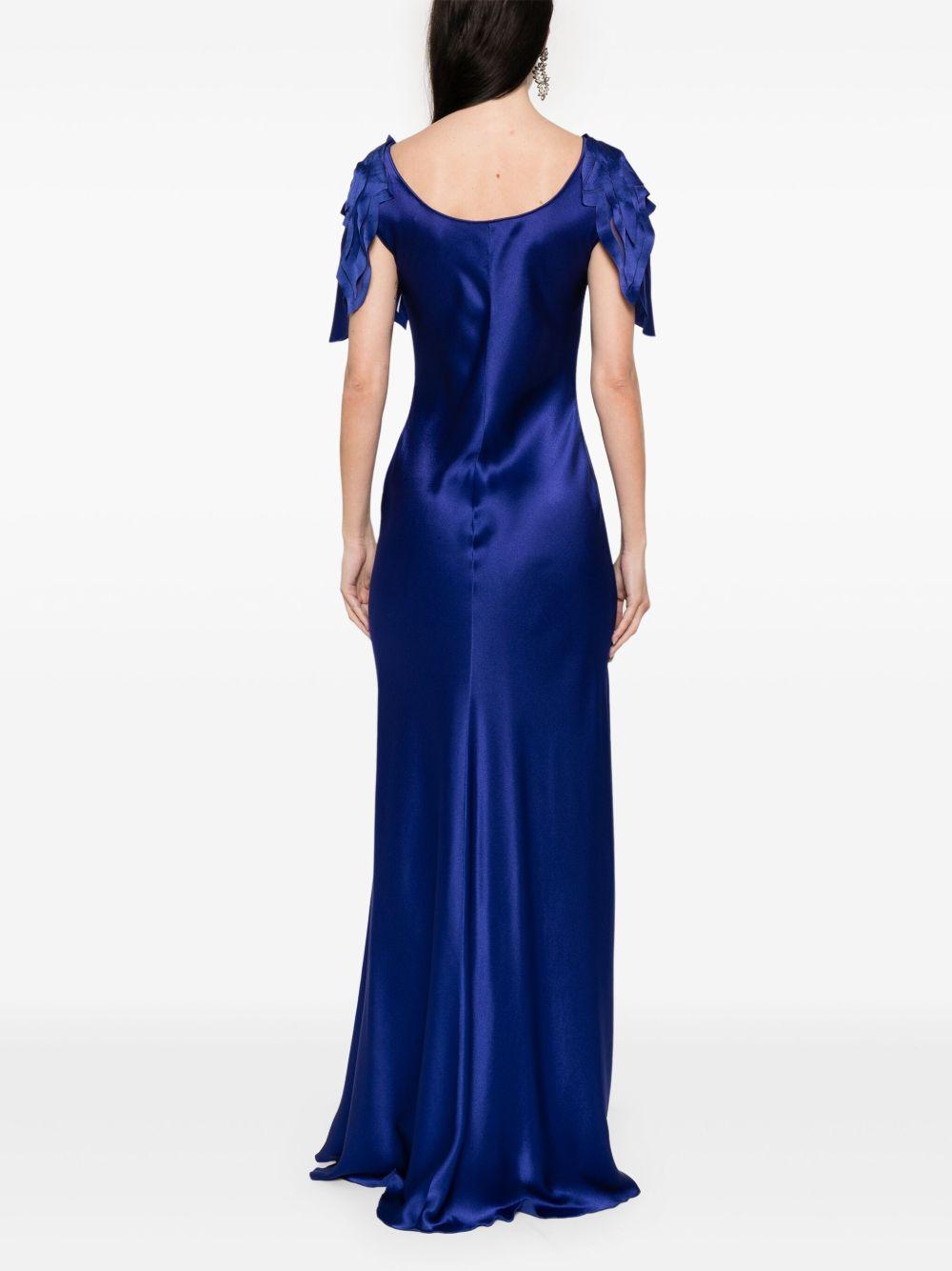 Abito lungo in satin con maniche laserate A0469119 280 ALBERTA FERRETTI