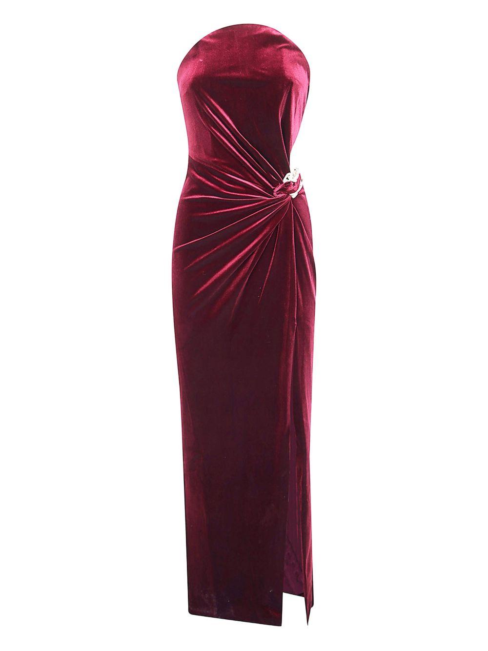Burgundy Velvet Bandeau Maxi Dress AW25128XBU BURGUNDY SELF-PORTRAIT