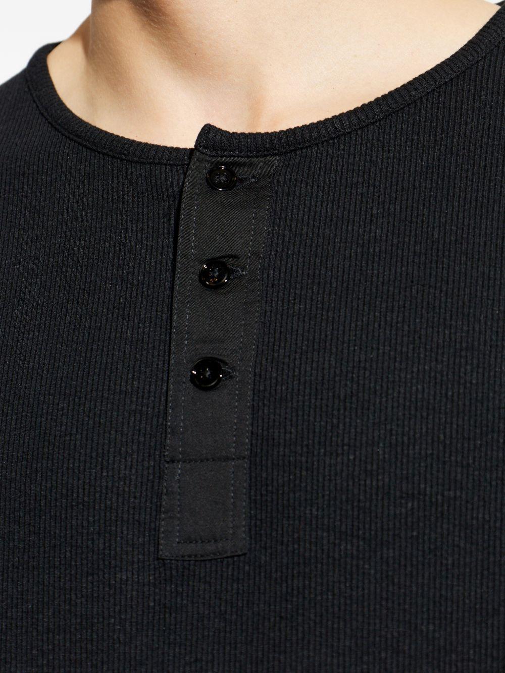Rib Henley Top in Jersey TS0007LJ1030 BK999 BLACK LEMAIRE
