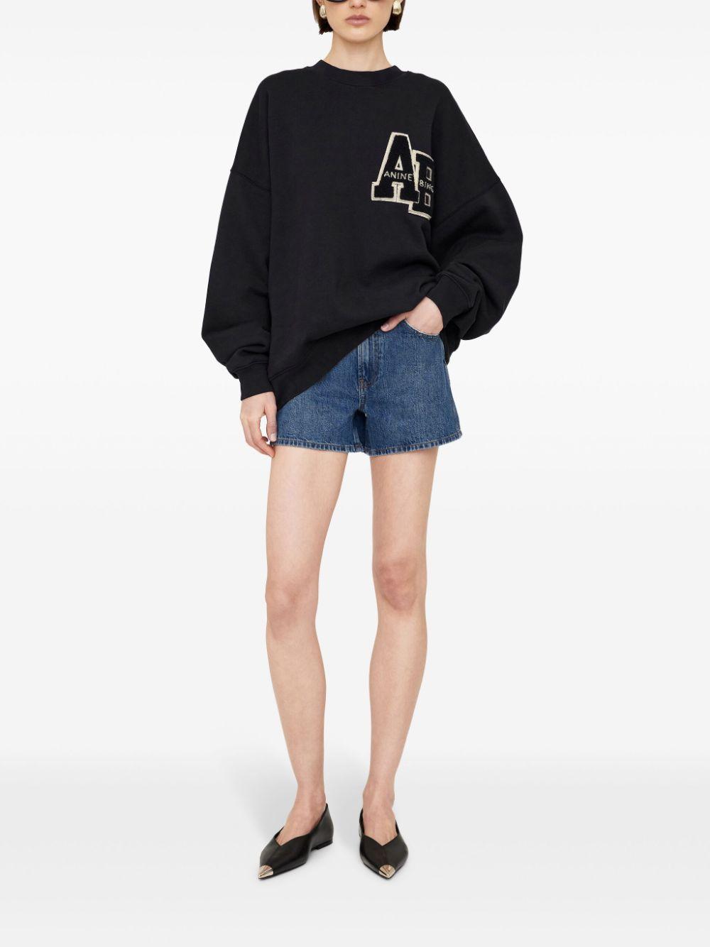 Miles Oversized Sweatshirt Letterman - Black A0810074BLK1 BLACK ANINE BING