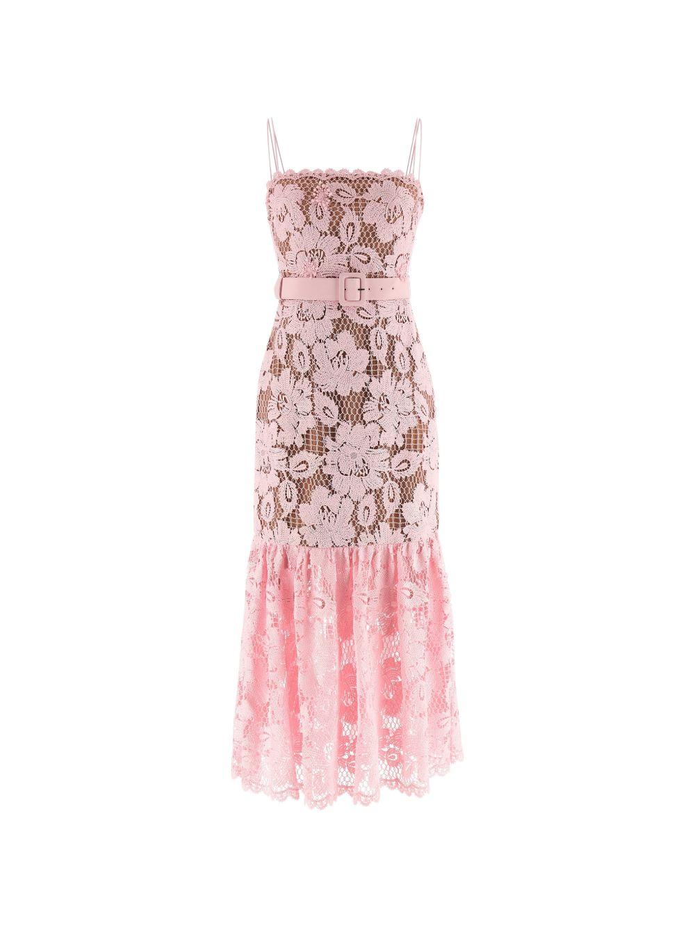 Pink Crochet Lace Midi Dress SS26007MAP PINK SELF-PORTRAIT