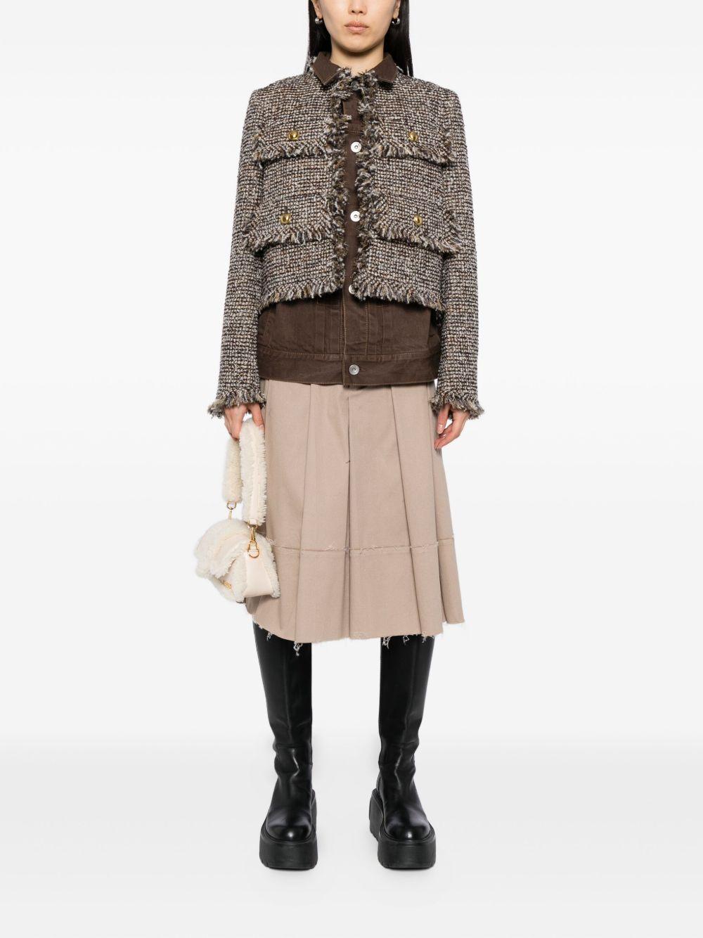 Tweed Denim Jacket 2508045 601 BROWN SACAI