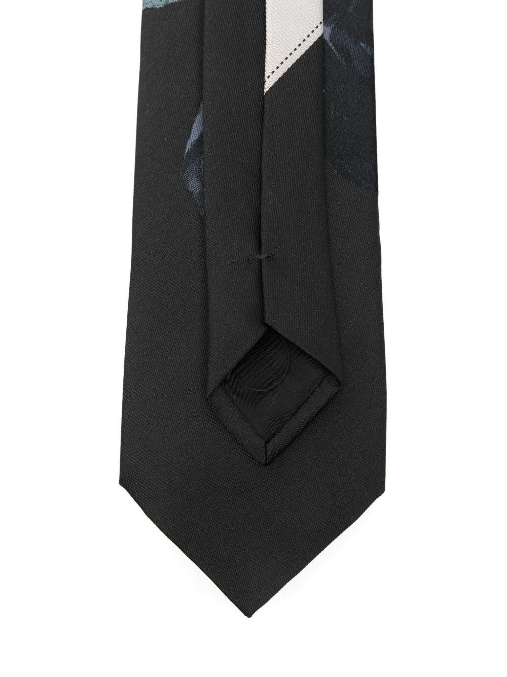 Printed Silk Tie<BR/> TIE102Q2904 503 TURQUOISE DRIES VAN NOTEN