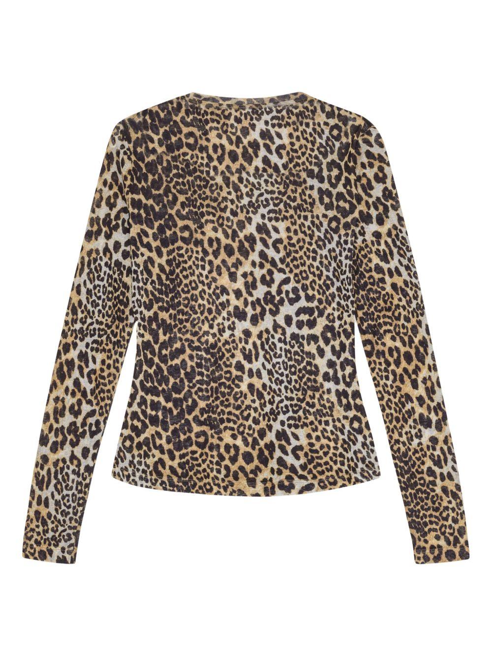 Leopard Printed Mesh Long Sleeve Blouse T4208 943 LEOPARD GANNI