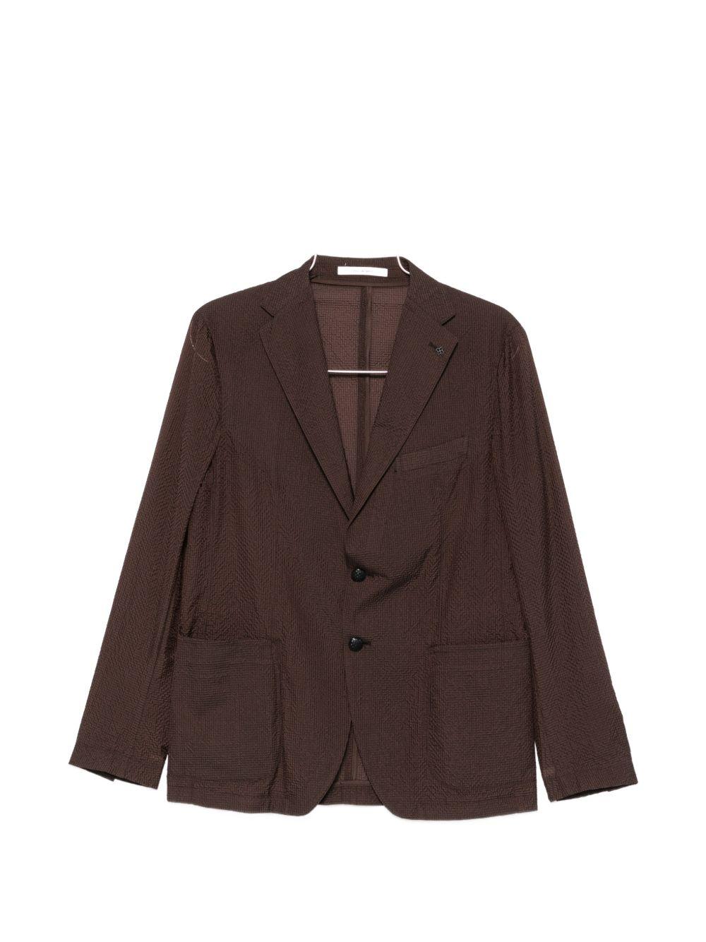 Blazer Monopetto Seer Sucker G-DAKAR22KPETC80002 EM815 MARRONE TAGLIATORE