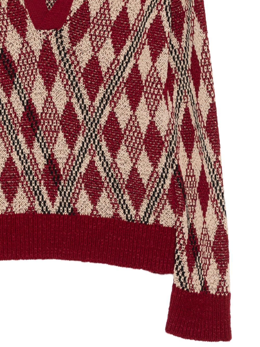 Knitted Polo MACRAME3722 359 BORDEAUX DRIES VAN NOTEN