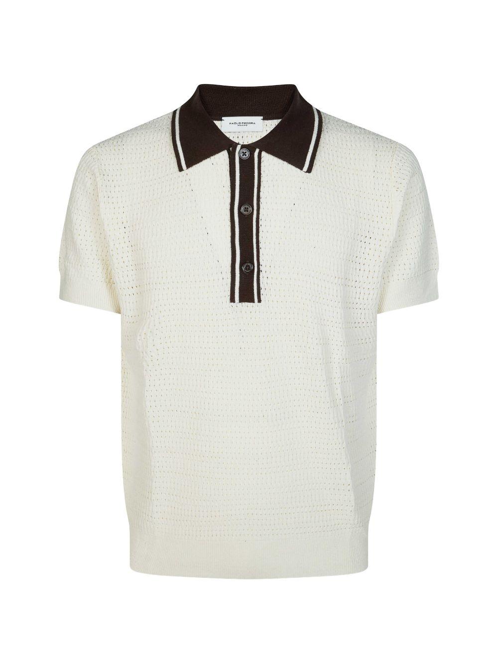 Diagonal Polo Shirt with Contrast Details A020F600 1102 PAOLO PECORA