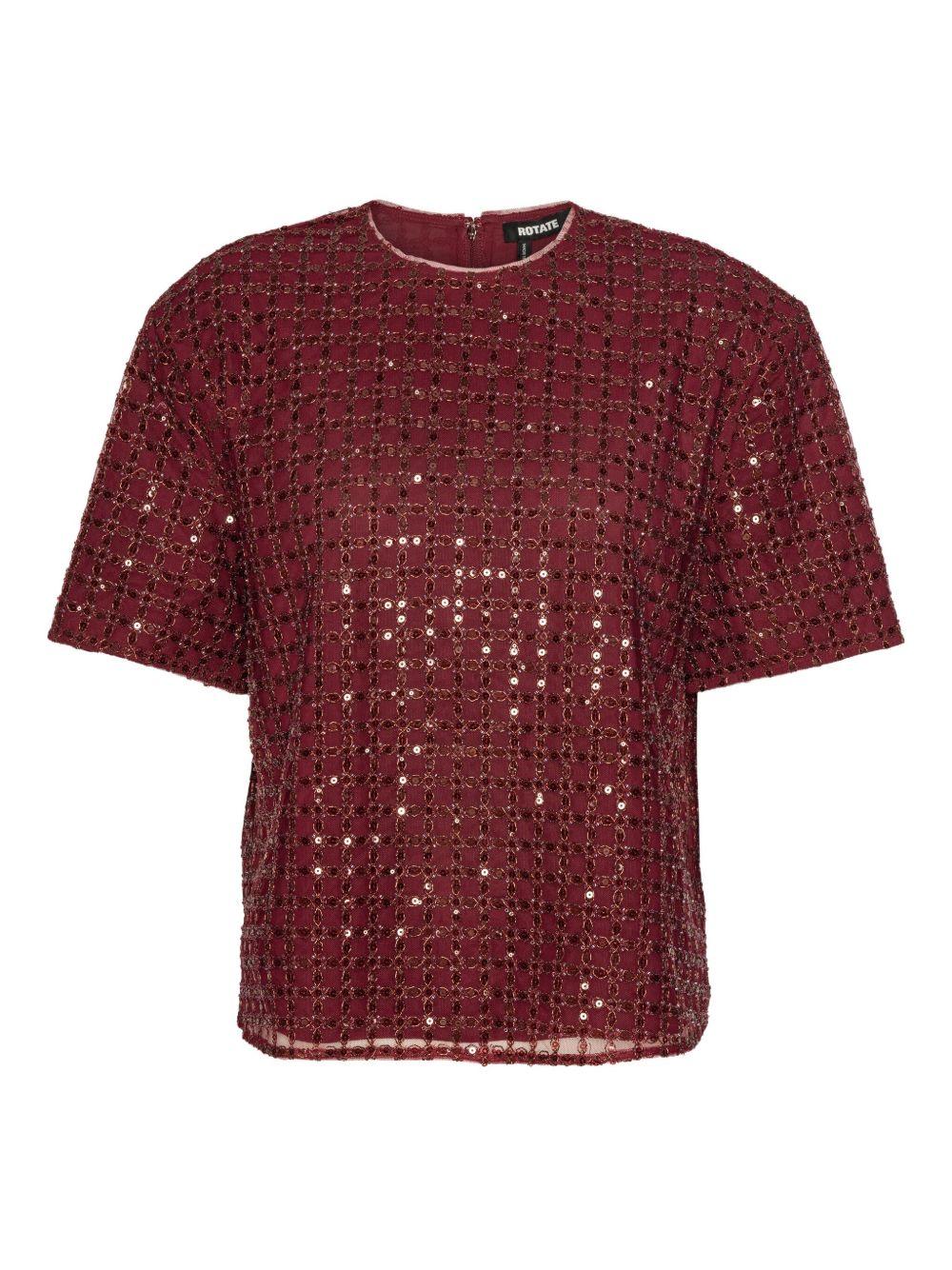 Beaded Oversized Top Bordeaux 1150532734 2734 RED ROTATE