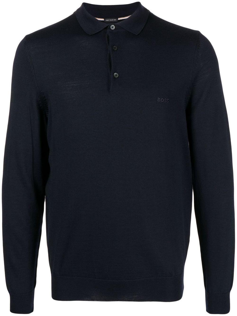 Maglione stile polo 50476357 404 DARK BLUE BOSS