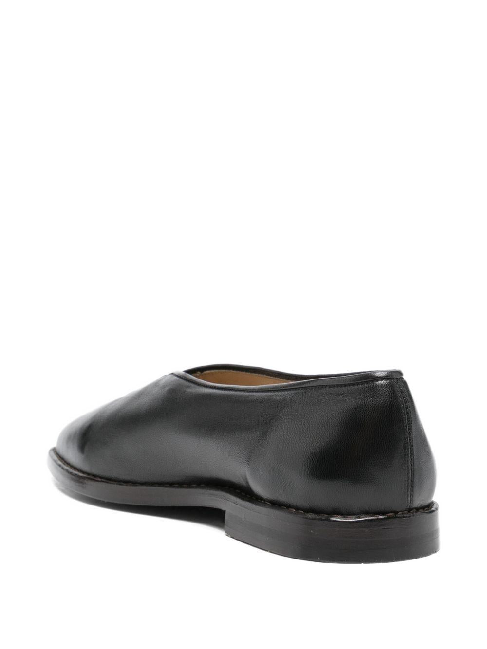 Flat Piped Slippers in Leather FO0290LL0023 MU096 BLACK DARK CHOCOLATE LEMAIRE