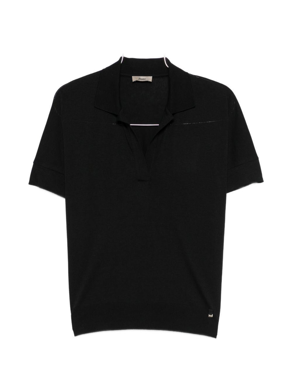 Polo in Glam Knit Effect JPL00113D52056 9300 NERO HERNO