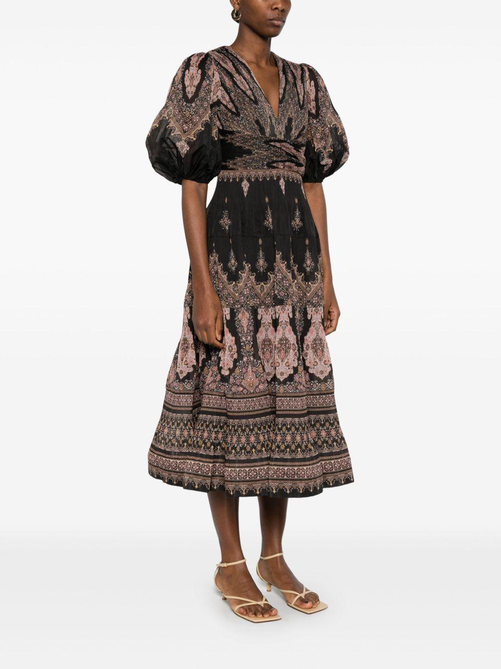 Abito midi plissettato 3905DS25R BLACK PAISLEY ZIMMERMANN