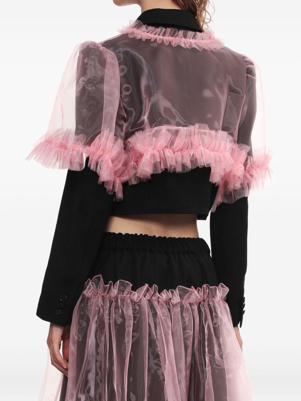 Tulle overlay cropped blazer - Pink/Black 3PJ003051 BLACK PINK NOIR KEI NINOMIYA